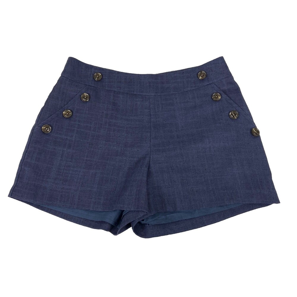 Ark & Co Women Small Blue Shorts Sailor Slash Pocket Zip Back Casual